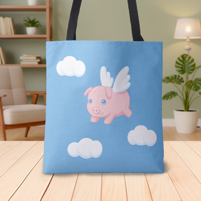 Flying Pig - Cute Piglet with Wings Tote Bag (Creator Uploaded)