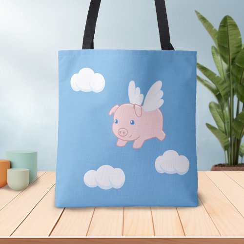 Flying Pig _ Cute Piglet with Wings Tote Bag