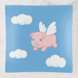 Flying Pig - Cute Piglet with Wings Trinket Tray