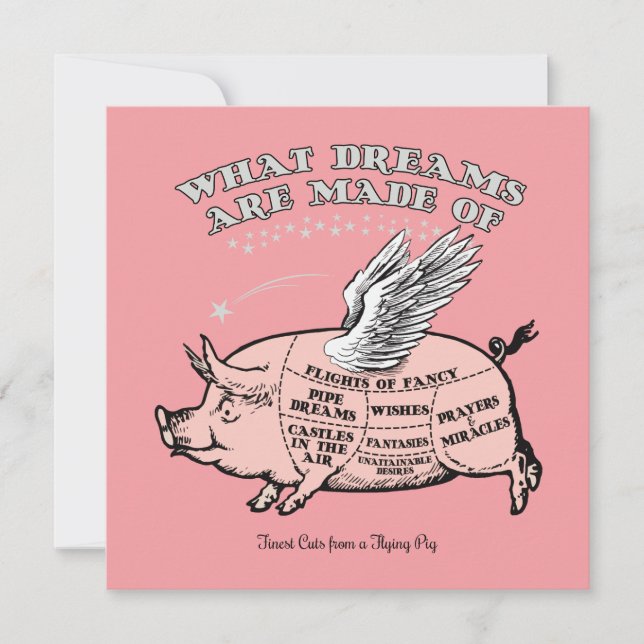 Flying Pig Cuts Diagram Thank You Card (Front)