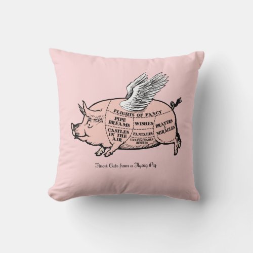 Flying Pig Cuts Diagram Throw Pillow