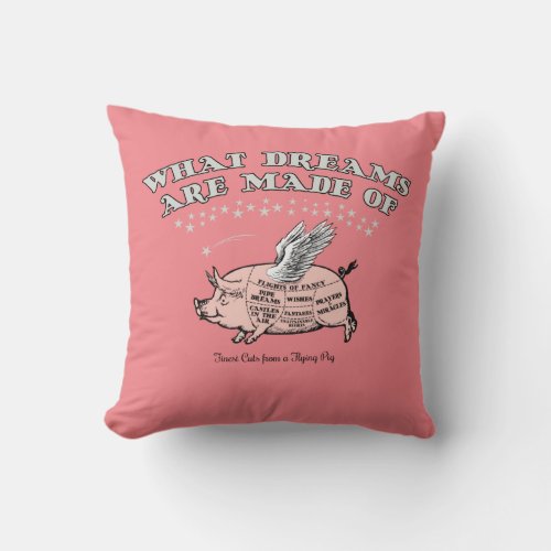 Flying Pig Cuts Diagram Throw Pillow