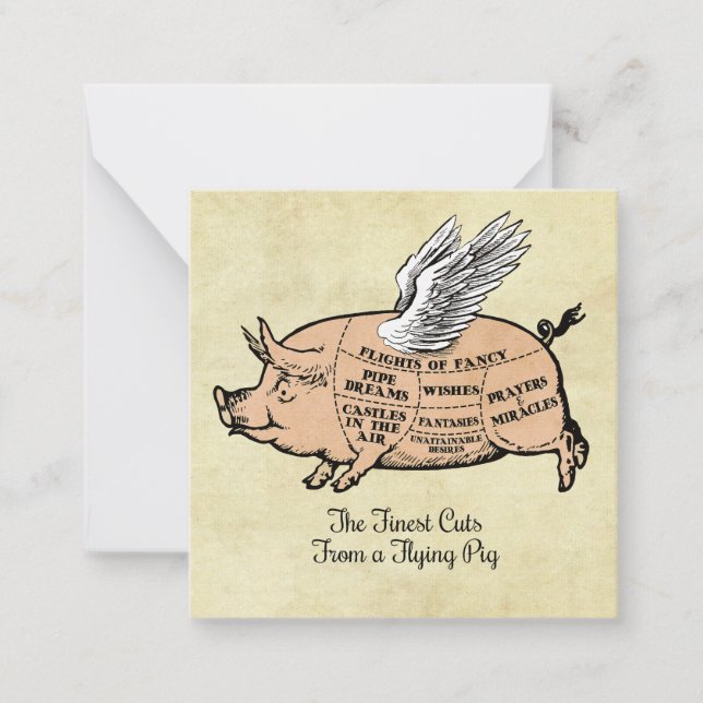 Flying Pig Cuts Note Card (Front)