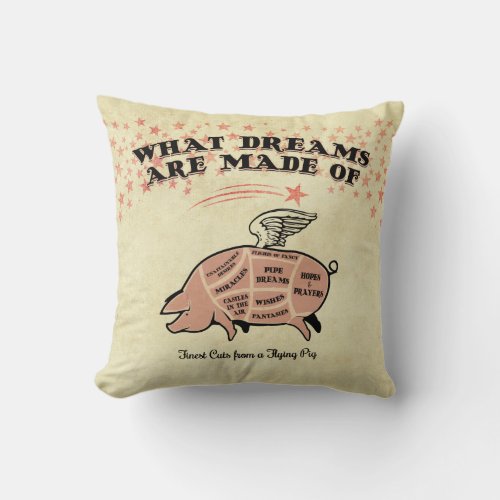 Flying Pig Cuts Throw Pillow