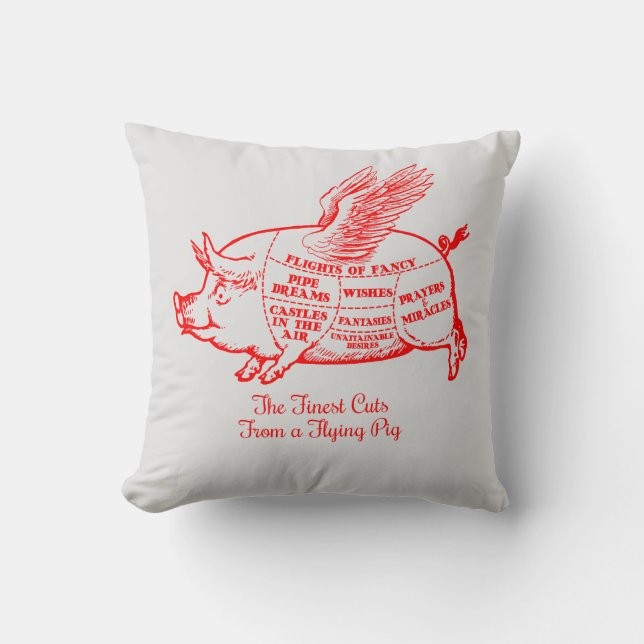 Flying Pig Cuts Throw Pillow (Front)
