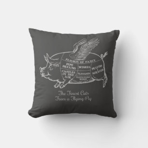 Flying Pig Cuts Throw Pillow