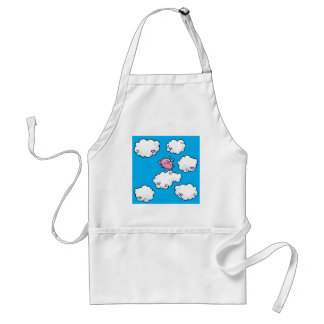 Flying pig dances on clouds adult apron