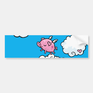 Flying pig dances on clouds bumper sticker