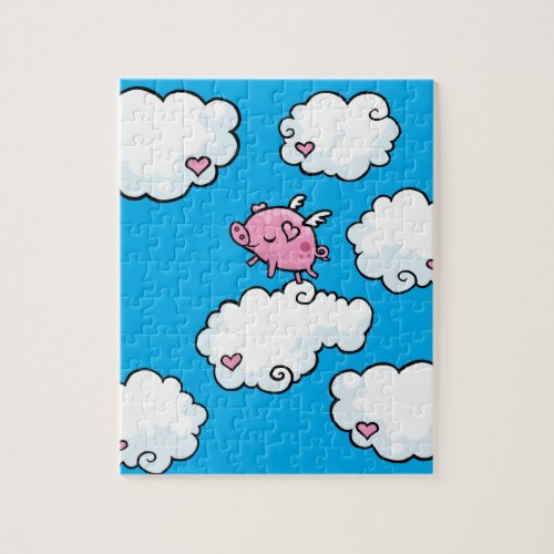 Flying pig dances on clouds puzzle