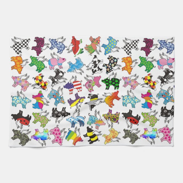 Flying pig dish towel (Horizontal)