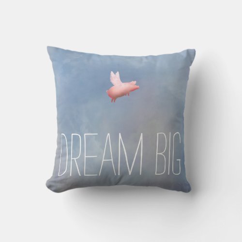 Flying Pig Dream Big Pillow