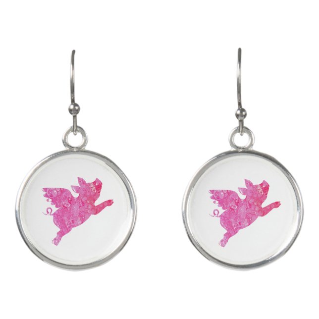 Flying Pig Earrings, Flying pig Gifts, Pig Earrings (Front)