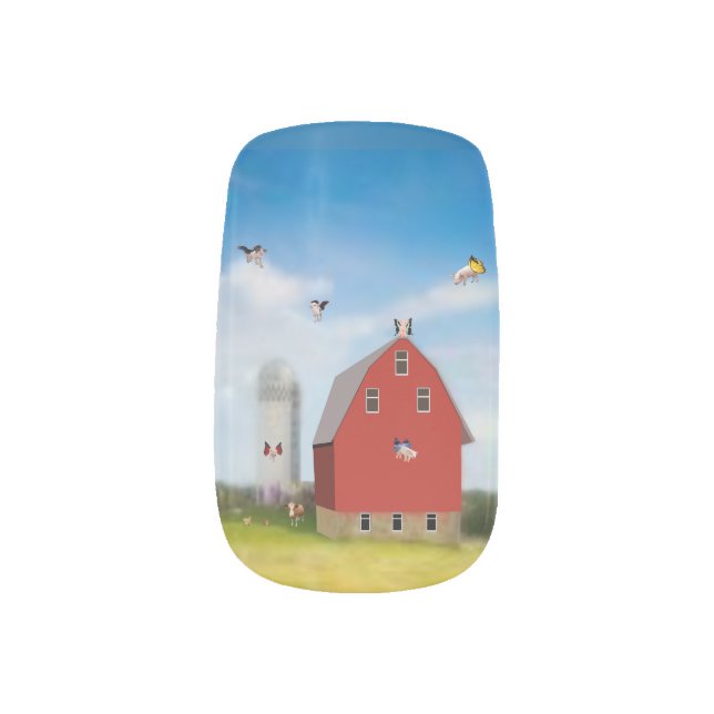 Flying Pig Farm Nail Art Decals (Right Thumb)