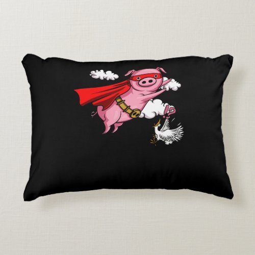 Flying Pig Funny Farm Animal Pork Accent Pillow