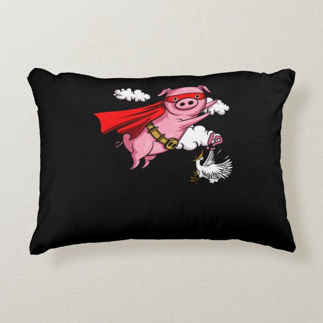 Flying Pig Funny Farm Animal Pork Accent Pillow (Front)