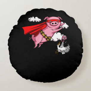 Flying Pig Funny Farm Animal Pork Round Pillow