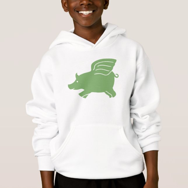 Flying Pig  -  Green Hoodie (Front)