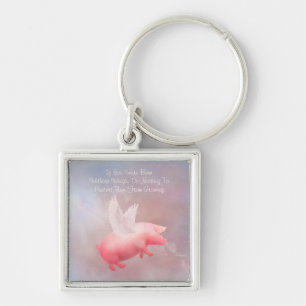Flying Pig Grow Your Wings Keychain