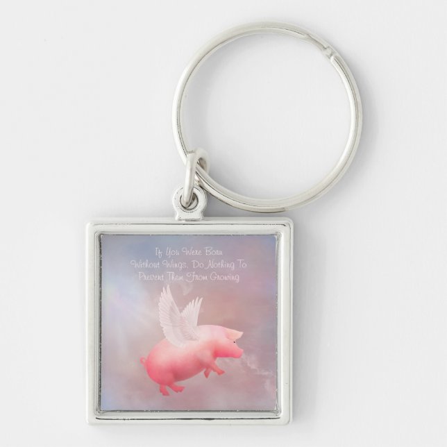 Flying Pig Grow Your Wings Keychain (Front)
