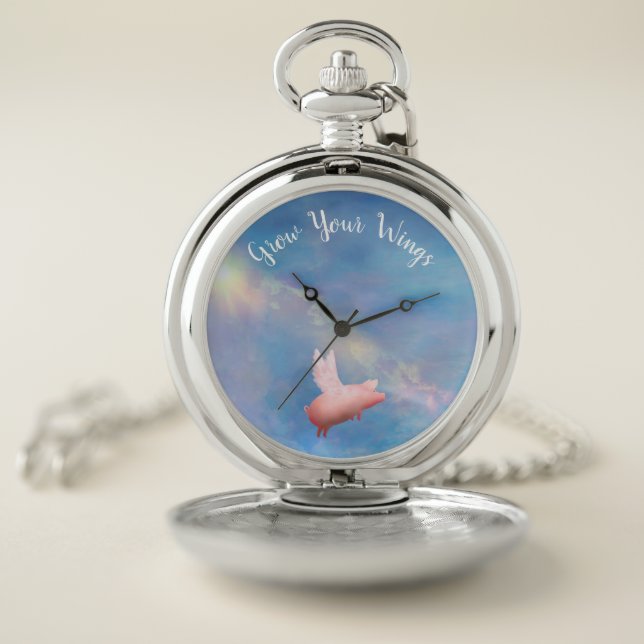 Flying Pig-Grow Your Wings Pocket Watch (Inside)