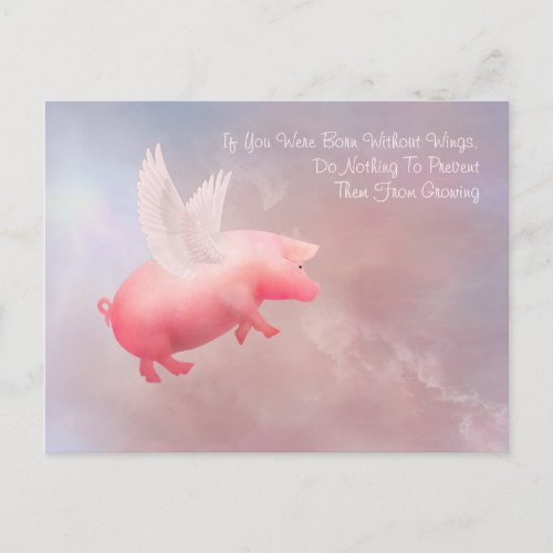 Flying Pig Grow Your Wings Postcard