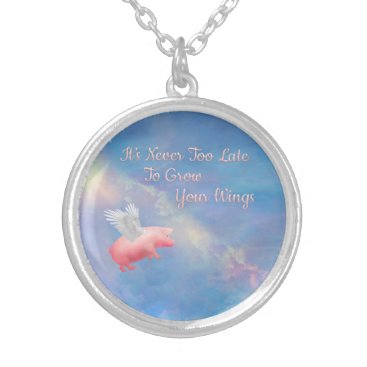 Flying Pig-Grow Your Wings Silver Plated Necklace on ...