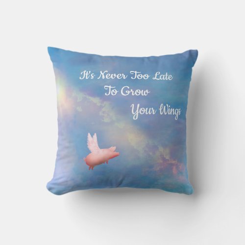 Flying Pig_Grow Your Wings Throw Pillow