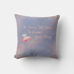 Flying Pig-Grow Your Wings Throw Pillow