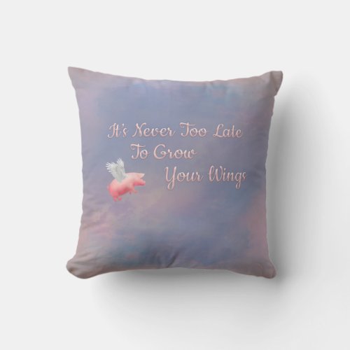 Flying Pig_Grow Your Wings Throw Pillow