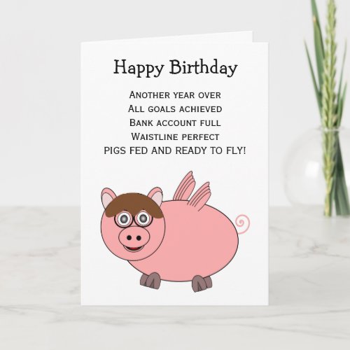 Flying Pig Humorous Birthday Card