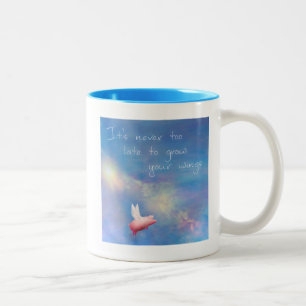Flying Pig-It's Never Too Late To Grow Your Wings Two-Tone Coffee Mug