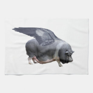 flying pig kitchen towel