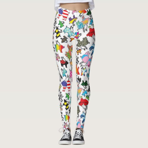 Flying pig leggings