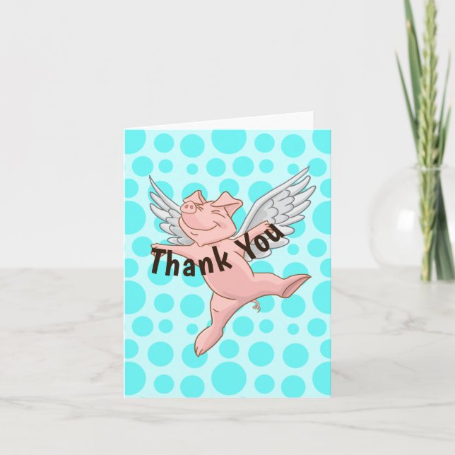 Flying Pig Letterpress Thank You Card (Front)