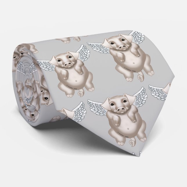 Flying Pig  neck tie (Rolled)