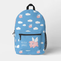 Flying Pig on Blue Custom Name
