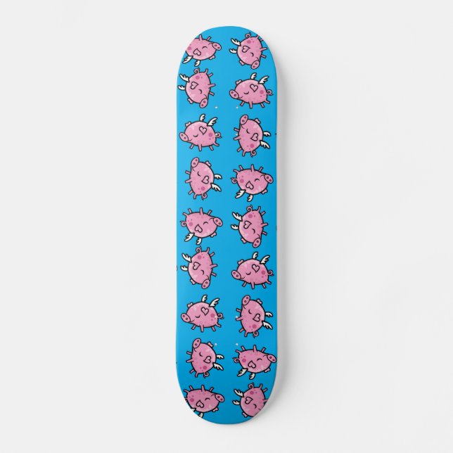 Flying Pig Pattern Skateboard Deck (Front)