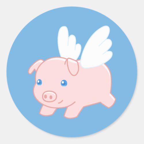 Flying Pig _ Piglet with Wings Classic Round Sticker