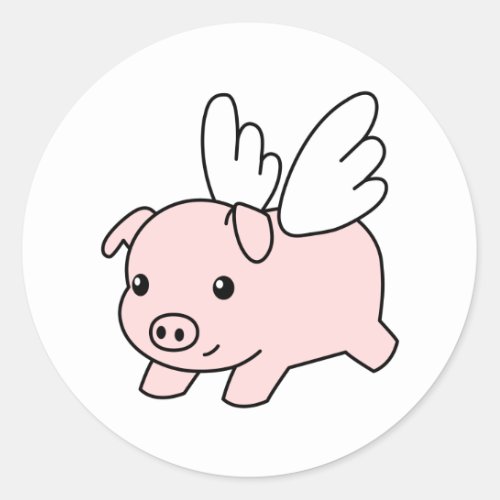 Flying Pig _ Piglet with Wings Classic Round Sticker