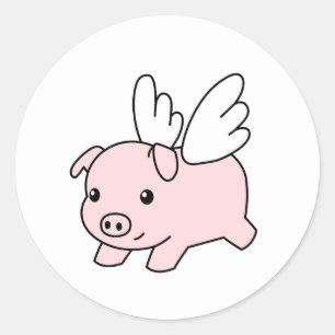 Flying Pig - Piglet with Wings Classic Round Sticker