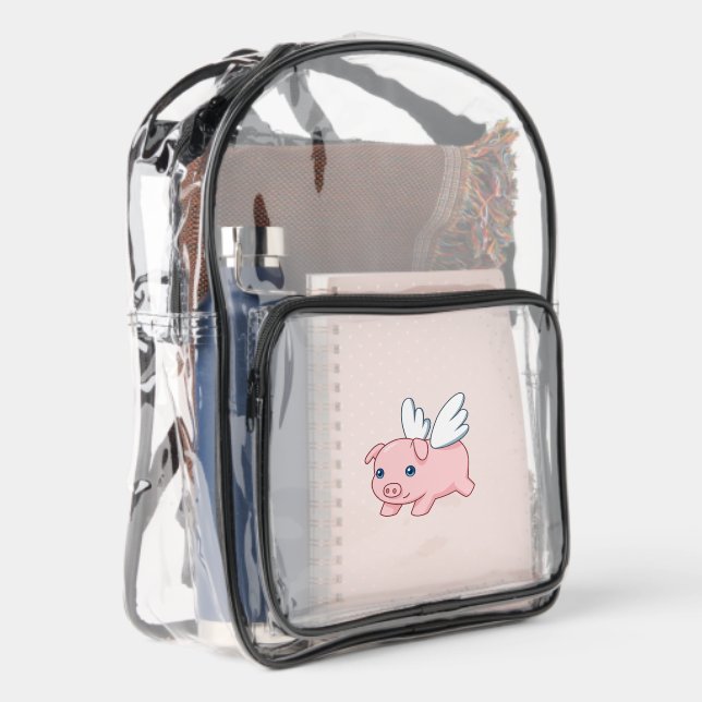 Flying Pig Piglet with Wings Clear Backpack (Right)