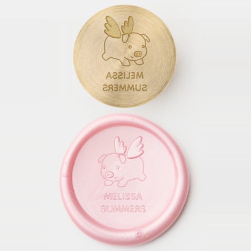 Flying Pig _ Piglet with Wings Custom Name Wax Seal Stamp
