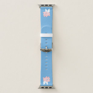 Flying Pig - Piglet with Wings on Blue Apple Watch Band