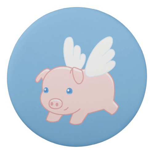 Flying Pig _ Piglet with Wings on Blue Eraser