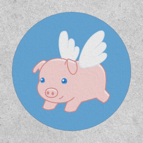 Flying Pig _ Piglet with Wings on Blue Patch