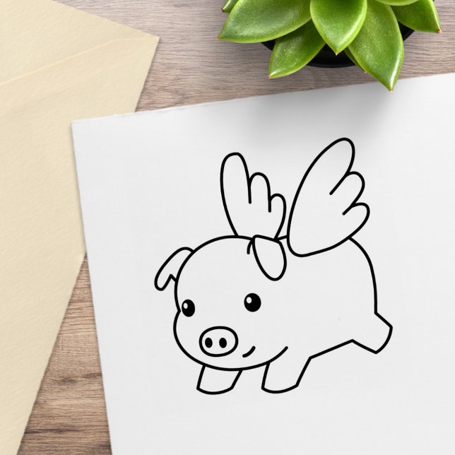 Flying Pig, Piglet with Wings Rubber Stamp (Creator Uploaded)