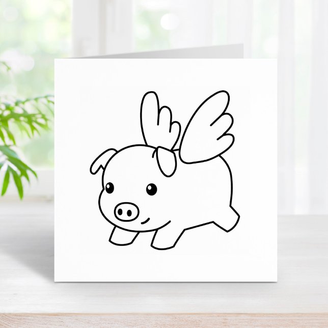 Flying Pig, Piglet with Wings Rubber Stamp (Creator Uploaded)