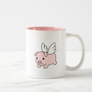 Flying Pig - Piglet with Wings Two-Tone Coffee Mug