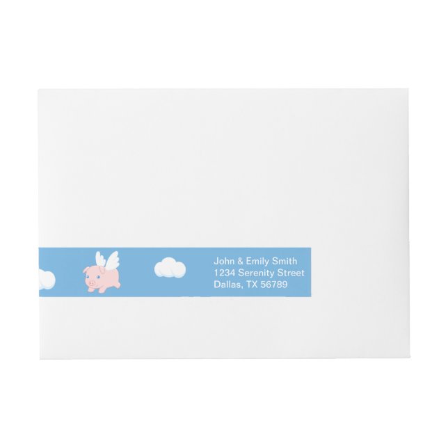 Flying Pig - Piglet with Wings Wrap Around Address Label (Front)