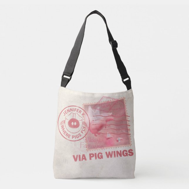 Flying Pig Postage-Deliver Yourself Crossbody Bag (Front)